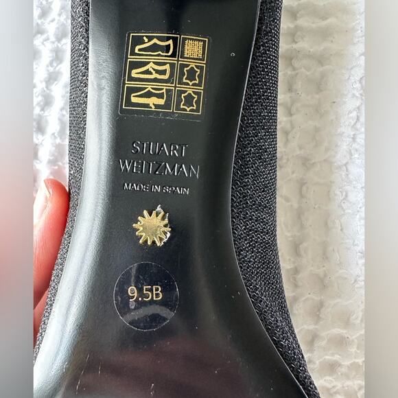 STUART WEITZMAN Eva Black Shimmering Kitten Heel Pumps NWT - Picture 10 of 10